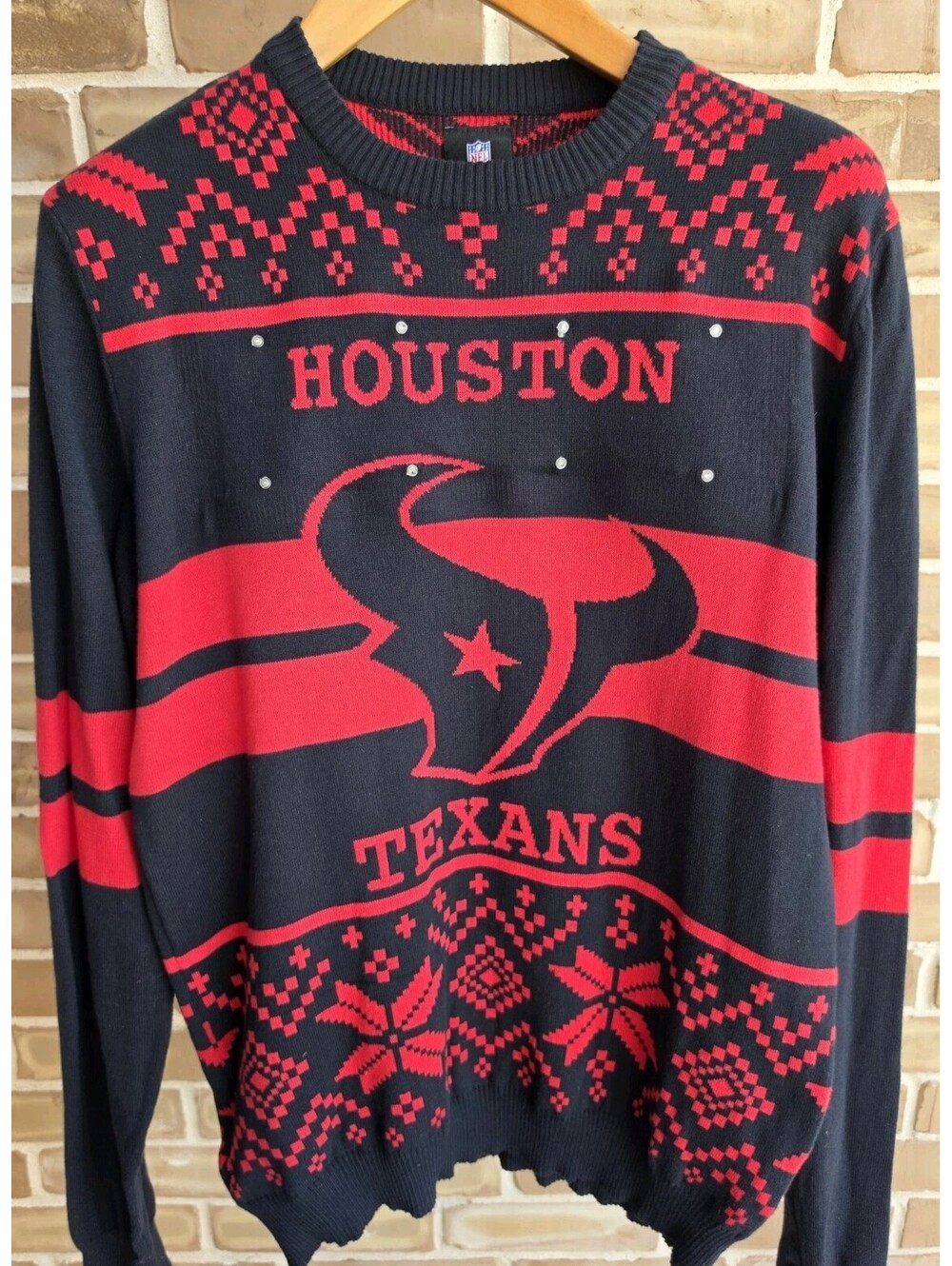 Houston Texans NFL Light Up Christmas Sweater Men's M Ugly Holiday LED Cotton